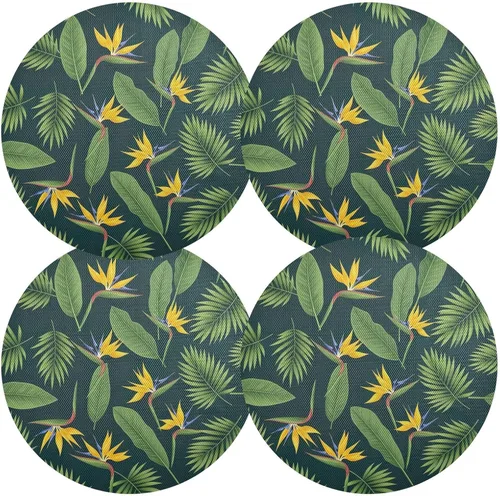 Vista 2 de Tropical Palm Leaves Dining Room Table Placemats, Non Slip Washable Table Mats Set for Kitchen Table one sizex1