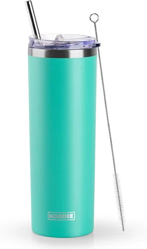 Vista 23 de koodee Vaso Tumbler Delgado de Acero Inoxidable de 20 oz con Aislamiento de Doble Pared, Vaso Tumbler Delgado para Agua para Café, Té (Azul Bebé)