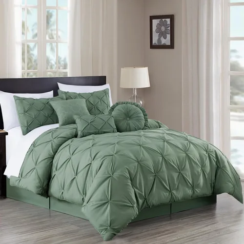 Vista 29 de Chezmoi Collection - Juego de ropa de cama modelo Sydney, 7 piezas, con pliegues decorativos