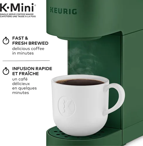 Vista 4 de Keurig K-Mini - Cafetera de cápsulas K-Cup de una sola porción, con un diseño ultra elegante, Evergreen