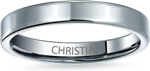 Vista 2 de Bling Jewelry Unisex Personalized Plain Simple Thin Cigar Flat Couples Titanium Wedding Band RingsForMen Women Polished Black Silver Rose Gold Tone