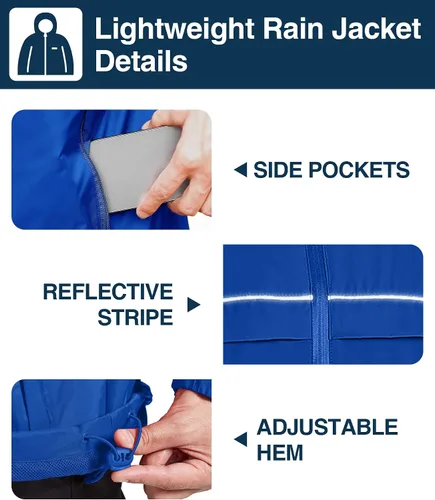 Vista 8 de SWISSWELL Chaqueta impermeable para hombre, rompevientos, ligera con capucha para uso diario casual