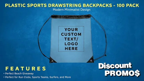 Vista 2 de DISCOUNT PROMOS Mochilas de plástico con cordón, - Personalizado - Negro, Cordón