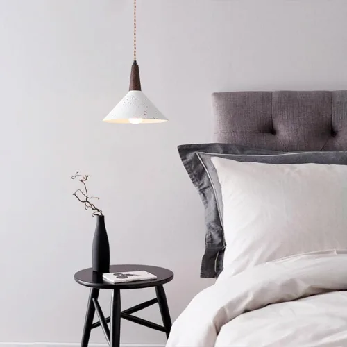 Vista 2 de Modern Solid Wood Pendant Light Fixtures Industrial Metal Hanging Lamp Nordic Adjustable Height Pendant Lighting for Kitchen Sink Bar Office Dining