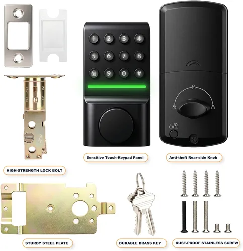 Vista 8 de SEPOX® Keyless Entry Deadbolt, Offline Smart Keypad Doorlock, LED Indicator