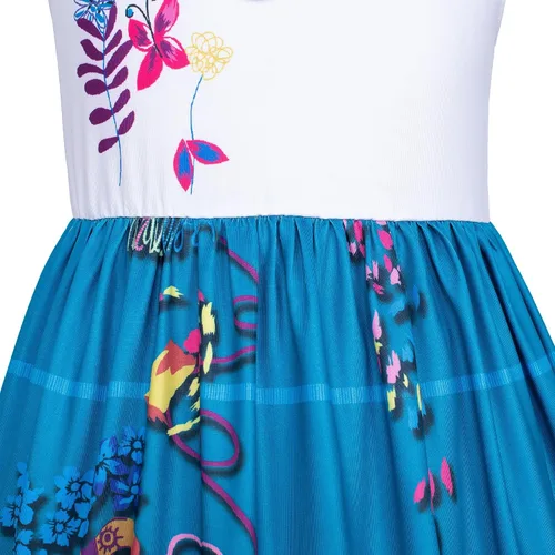 Vista 8 de Encanto Mirabel Isabella - Vestido de disfraz para niñas, cumpleaños, Halloween, con accesorios, Azul, verde