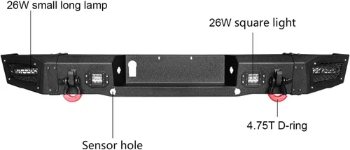 Vista 4 de Parachoques trasero Vijay para Ford F150 2006-2014 con luces y anillos en D