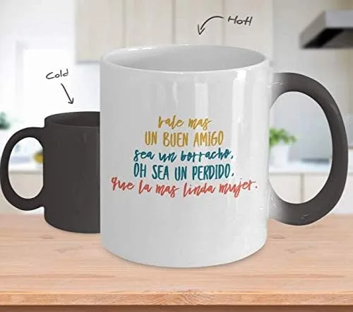 Vista 2 de Taza Cafe Buen Amigo Vaso, taza de café divertidas, tazas personalizadas, taza de café inspiradoras, taza con mensajes positivos.
