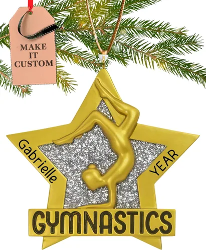 Vista 10 de Adorno de gimnasia personalizado 2026 Adornos de Navidad deportivos grabados con láser para árbol Regalo de recuerdo personalizado para niña
