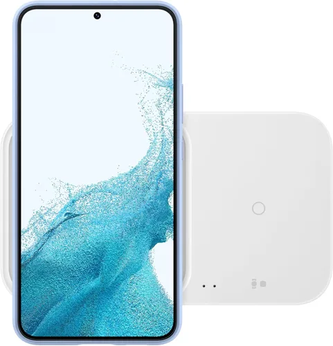 Vista 2 de Samsung Cargador inalámbrico oficial de 15 W Duo [2022] con adaptador de viaje, blanco