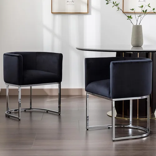 Vista 42 de RIVOVA - Silla tapizada para comedor, silla lateral moderna de barril, sillas tapizadas para comedor, silla cómoda para cocina, silla lateral