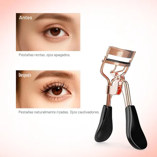 Vista 3 de Kaasage Rizador de pestañas para elevar y rizar, herramienta profesional de maquillaje de acero inoxidable con mango ergonómico y 6 almohadillas