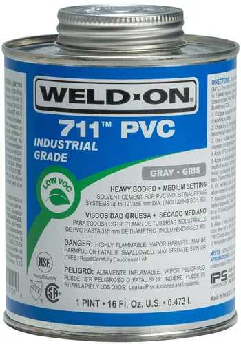 Vista 4 de Weld-On 10121 711 Cemento solvente de PVC de grado industrial de alta resistencia, de ajuste medio y bajo contenido de compuestos orgánicos