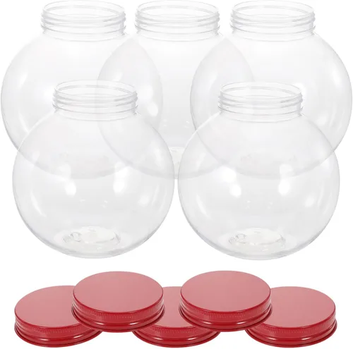 Vista 8 de Luxshiny Bolas de bebida de Navidad, 5 unidades, bombillas para botellas de agua, bolas de alcohol, tarros de dulces transparentes, cajas