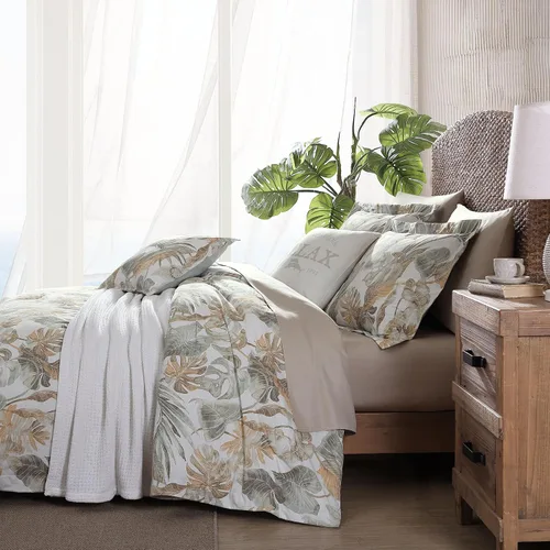 Vista 2 de Tommy Bahama - Juego de funda de edredón tamaño Queen, ropa de cama de algodón suave con fundas a juego, juego de ropa de cama tropical con reverso