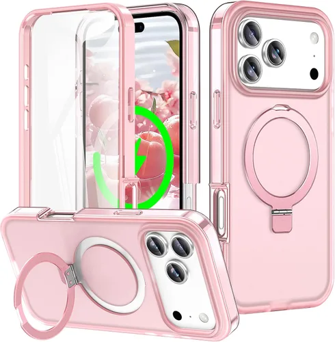 Vista 16 de Funda de cuerpo completo a prueba de golpes para iPhone 13 Pro con soporte magnético invisible [compatible con MagSafe] protector de pantalla