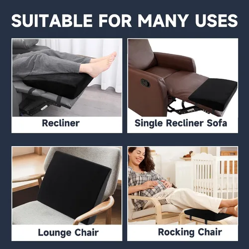 Vista 7 de Almohada reclinable de cuña, cojín de espuma extra grande para reposapiés con correas ajustables, extensor de reposapiés reclinable, almohada
