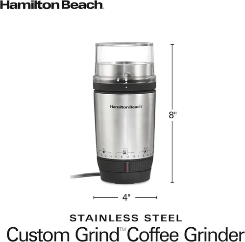 Vista 14 de Hamilton Beach Molinillo de café eléctrico Custom Grind para 4 a 14 tazas, operación de una pulsación sin usar las manos con apagado automático