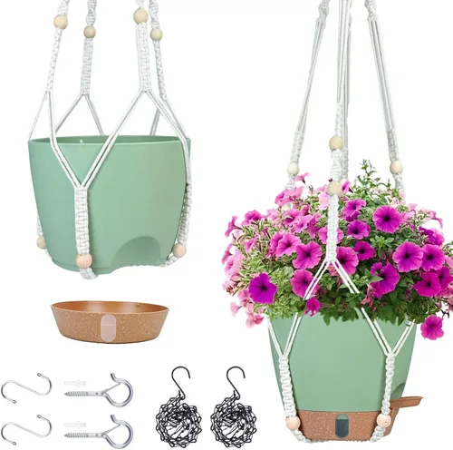 Vista 13 de Maceta colgante de riego automático de 8 pulgadas para plantas de interior Negro