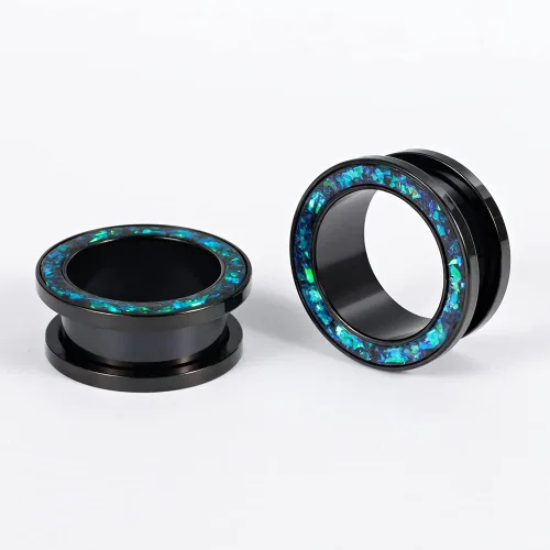 Vista 5 de TBOSEN Juego de 6 piezas de túneles de oreja de ajuste de tornillo de moda, calibre de acero inoxidable, expansor, joyería de piercing 0.00 oz-1