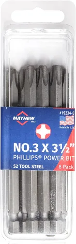 Vista 12 de Mayhew Tools 19213-10 USA Phillips Power Bit, n.º 1 x 2 pulgadas, paquete de 10