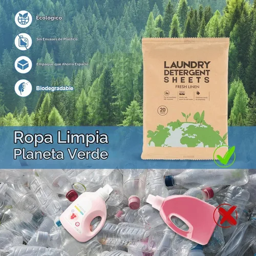 Vista 6 de Hoja de detergente para ropa, tiras de lavado ecológicas e hipoalergénicas