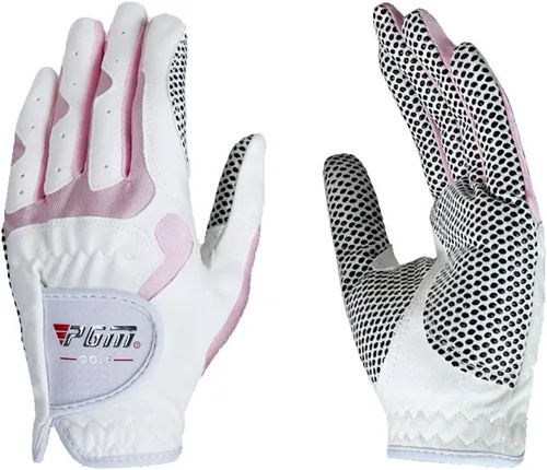 Vista 11 de PGM Guantes de golf para mujer, un par (4 opciones de color), sistema de agarre mejorado, fresco y cómodo Azul