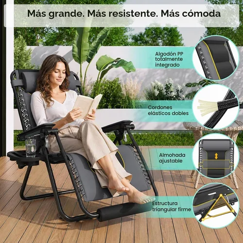 Vista 7 de Suteck Heated Zero Gravity Chair, 400LBS 30.3" Padded Antigravity Chairs Fossil Gray
