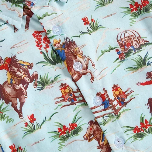 Vista 5 de Camisa de vestir de manga corta con estampado de vaca y botones para bebé niño