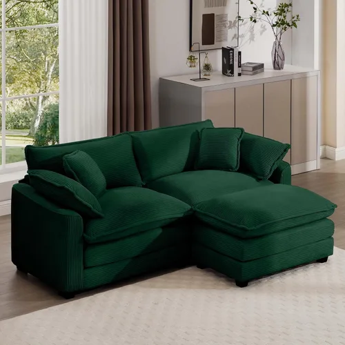 Vista 21 de Aoowow Sofá de dos plazas de pana, modernos sofás de nube de 2 plazas para sala de estar, sofás modulares de nube seccionales con asiento profundo