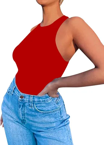 Vista 3 de LCNBA - Body sexy de cuello alto sin mangas para mujer