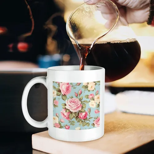 Vista 5 de Tazas de café vintage Shabby Chic Rose con diseño de flores antiguas, taza de cerámica divertida y única para cumpleaños, Día de la Madre, ideas