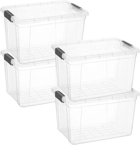 Vista 23 de Superio Contenedor de plástico transparente de 7.4 cuartos con tapa, no tóxico, sin BPA, sin olor, caja de almacenamiento organizadora, recipiente