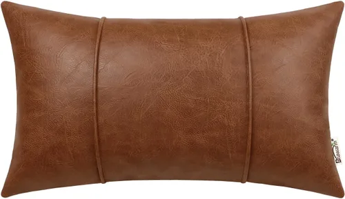 Vista 36 de BRAWARM Funda de almohada de piel sintética de 16 x 16 pulgadas, color Negro