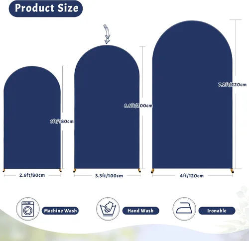 Vista 82 de Baby Blue Arch Backdrop Cover, 6FT Spandex Fitted Wedding Arch Stand Covers Round Top Chiara Backdrop Cover for Birthday Party Ceremony Banquet Azul