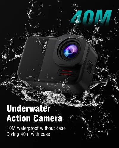 Vista 2 de Cámara de acción impermeable 4K60fps - Metal desnudo bajo el agua 10M con tarjeta SD 64G, pantalla táctil HD 48MP Deportes Estabilización de 6 ejes