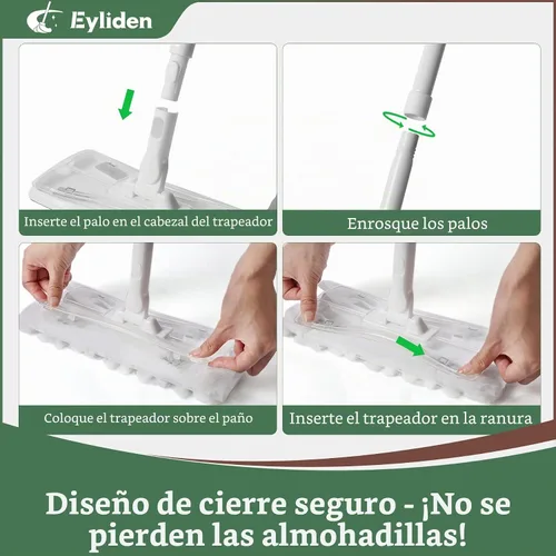 Vista 4 de Eyliden - Trapeador barredora con mango largo de 58 pulgadas, 36 repuestos desechables en seco 12 Heavy-Duty Pet Hair Pads, 24 Dry Sweeping