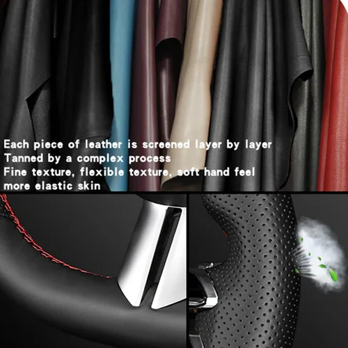 Vista 6 de Steering Wheel Covers for Nissan X-Trail Qashqai Rogue 2014-2016 Sentra Tiida, Custom Car Steering Wheel Braid Cover