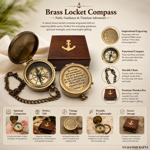 Vista 4 de Compass with Stamped Wooden Case