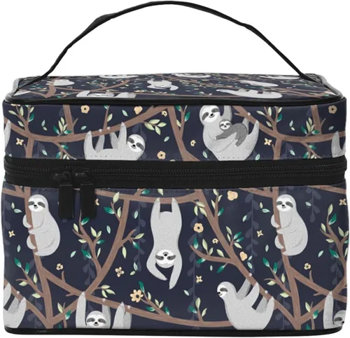 Vista 14 de Bolsa de maquillaje con asa, estuche de cosméticos con cremallera, bolsa de aseo portátil de viaje para mujeres y niñas, duradera, 1 Foto