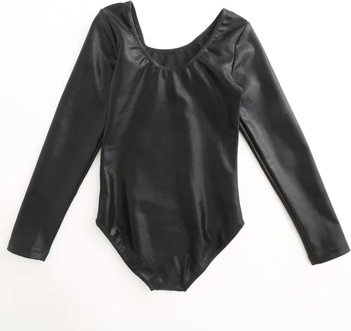Vista 25 de AFAVOM Leotardos de gimnasia para niñas, leotardos de manga larga para niñas, brillantes y brillantes, para gimnasia, traje de ballet y danza