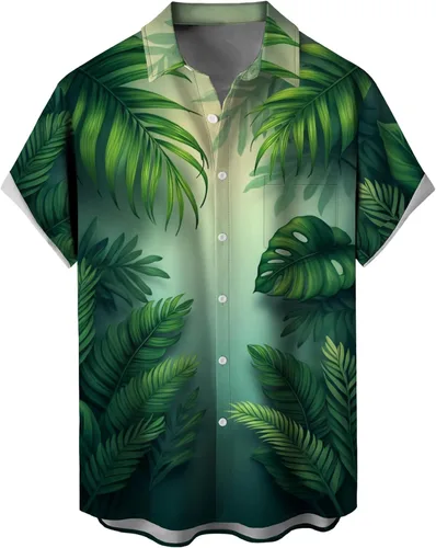 Vista 53 de Camisas tropicales con botones para hombre, camisas hawaianas de manga corta, casuales para vacaciones, camisas de playa holgadas Beige-playa escena