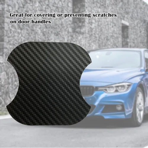 Vista 8 de kingsea 4 protectores contra arañazos para manija de puerta de automóvil, textura magnética extraíble de fibra de carbono 3D, textura de fibra