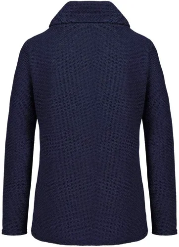 Vista 3 de Suéter de cuello alto, con abertura cruzada, con botón frontal, irregular, manga larga, suéter de punto, para otoño e invierno