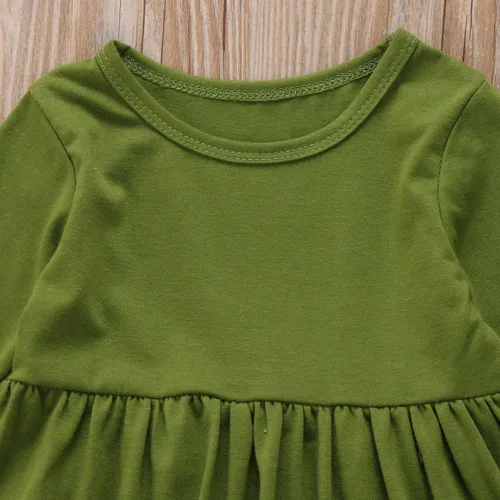 Vista 3 de Conjunto de ropa de invierno para niñas pequeñas, con volantes, con parte superior de túnica a rayas, 2