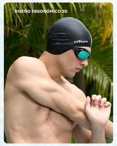 Vista 8 de Firesara Gorra de natación, gorra de natación original actualizada 3D, diseño ergonómico cómodo, duradero, protección para los oídos, para mujeres