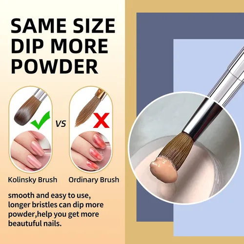 Vista 3 de Kolinsky - Brocha de uñas acrílicas 100% tamaño 8, pincel de arte de forma redonda para manicura profesional de uñas (#8, dorado)