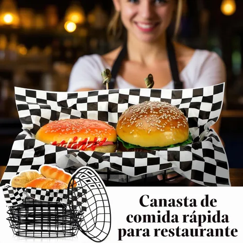 Vista 5 de Hushee - 12 cestas de alambre de comida rápida a granel, cesta de chips de Negro