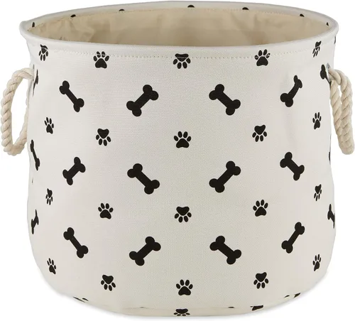Vista 28 de Bone Dry Pet Storage Collection - Estampado de patas y huesos, rectángulo pequeño, 14 x 8 x 9 pulgadas, color negro
