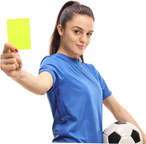 Vista 5 de 10 tarjetas de árbitro de fútbol rojo oficiales de fútbol estándar tarjetas de expulsión y advertencia ideales para juegos deportivos y kits